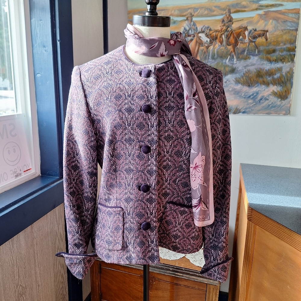 Pendelton Vintage Virgin Wool Ikat Pattern Blazer, Size 10 RN#29685